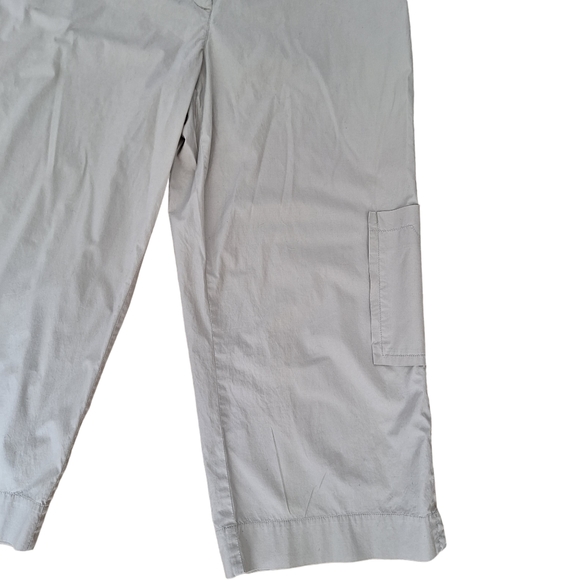 Eileen Fisher Women's Tan Khaki Wide Leg Flat Front Cropped Cargo Pants szL - Picture 4 of 8